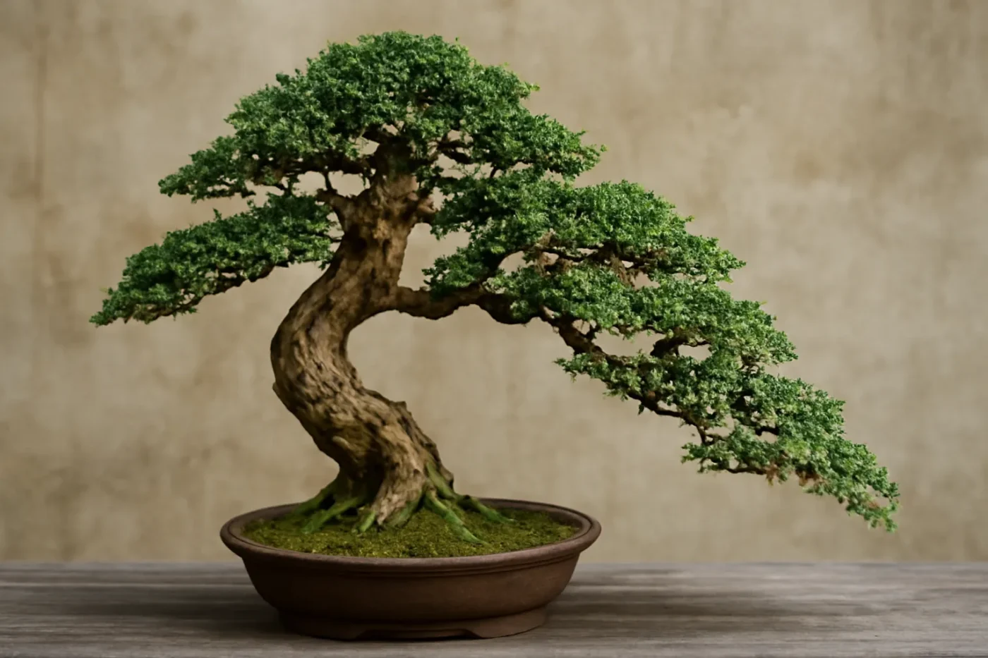 Cây cảnh thác đổ thế xoắn biểu tượng phát triển
